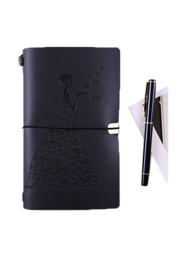 NIBEMINENT Pretty Butterfly Lady Vintage Travelers Notebook Black