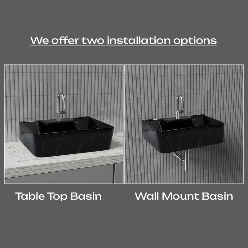 NEROBI حوض غسيل سيراميك مصمم نيروبي للطاولة العلوية للحمام، حوض غسيل معلق على الحائط، حوض حمام مثبت على الحائط للمطعم والفندق 16 × 12 × 5 بوصة - Image 4