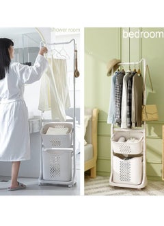 Reko Laundry Basket Hamper Basket Sorter Wash Clothes Storage Organizer Rolling Rack Shelf Dirty Clothes  - Image 4