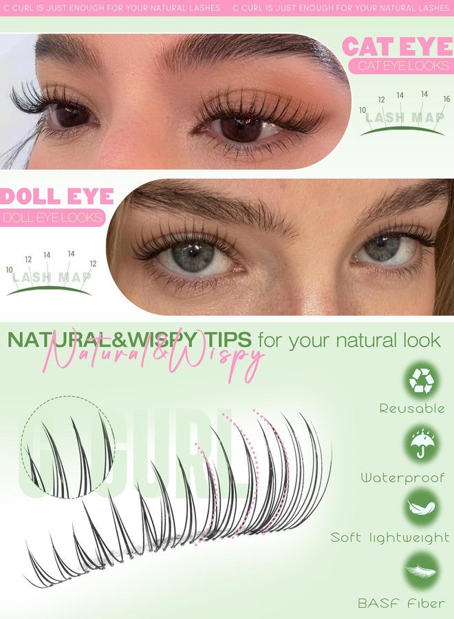 Boahankuke Natural Lash Clusters Kit Wispy Eyelash Clusters Kit C Curl Lash Extension Kit 8-16MM Cluster Eyelash Extensions kit Soft BASF Individual Lashes 120PCS Clear Band Pestañas Postizas Naturales Aurora - Image 3