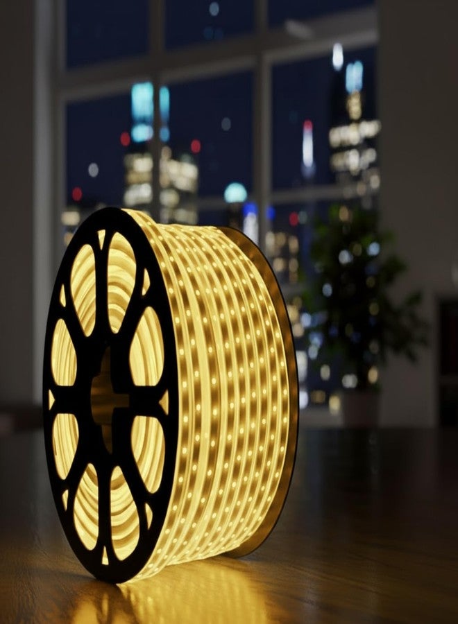 شريط إضاءة LED مقاوم للماء من ATULUX بطول 10 أمتار، لون أبيض دافئ | شريط إضاءة موفر للطاقة للأسقف المعلقة، ديكور الغرف، ديوالي، عيد الميلاد، وتزيين المنزل - Image 1