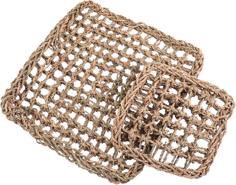 حصيرة العشب المنسوجة لعبة مضغ سرير للأرنب باني خنزير غينيا حيوان أليف صغير عش - Image 2