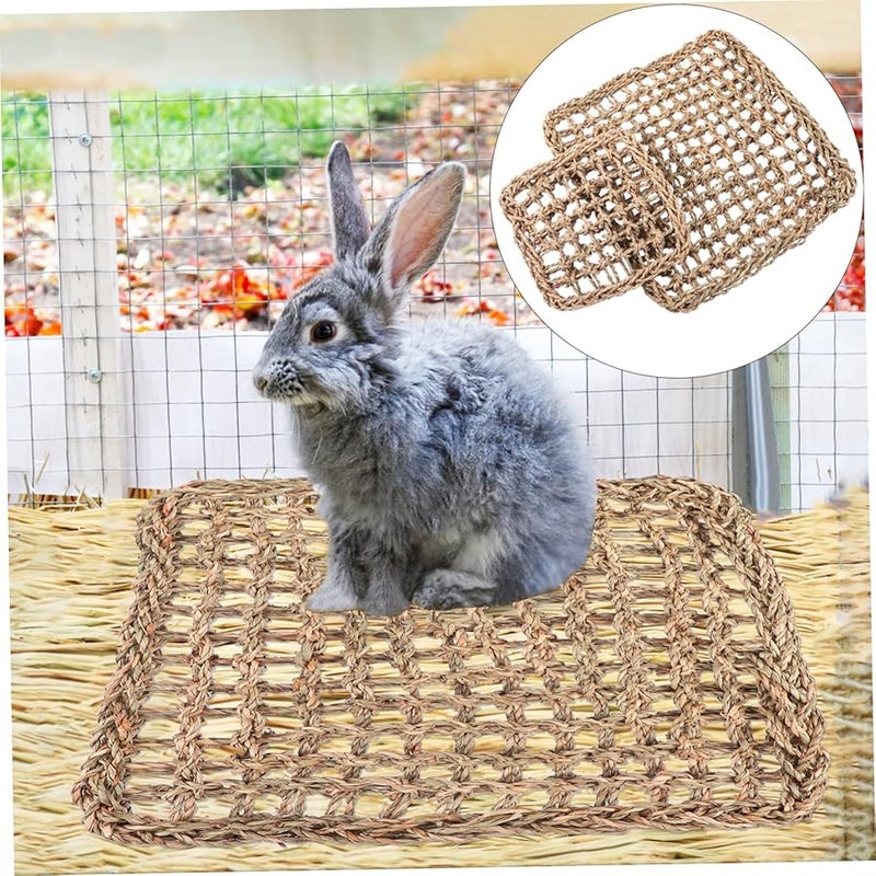 حصيرة العشب المنسوجة لعبة مضغ سرير للأرنب باني خنزير غينيا حيوان أليف صغير عش - Image 3