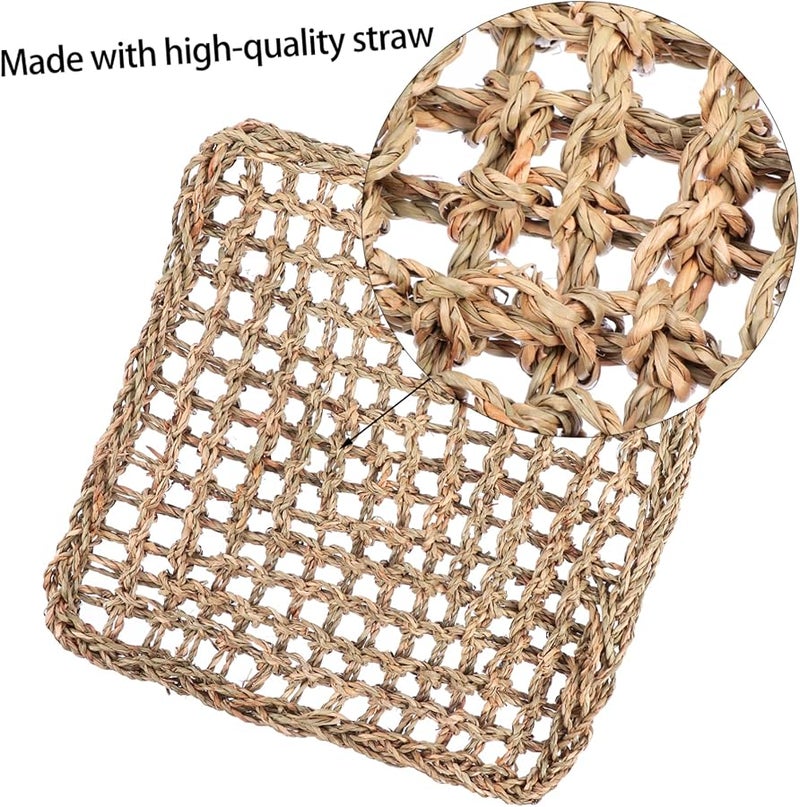 حصيرة العشب المنسوجة لعبة مضغ سرير للأرنب باني خنزير غينيا حيوان أليف صغير عش - Image 5