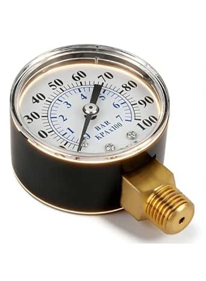 مقياس ضغط بار PSI مزدوج المقياس 0-100 رطل/بوصة مربعة 0-7 بار NPT 1/4 بوصة علبة معدنية - Image 1