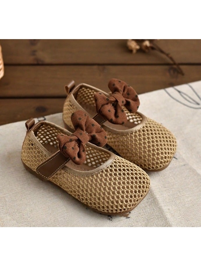 Mesh Bow Soft Soled Bean Shoes, Princess Shoes - Image 2