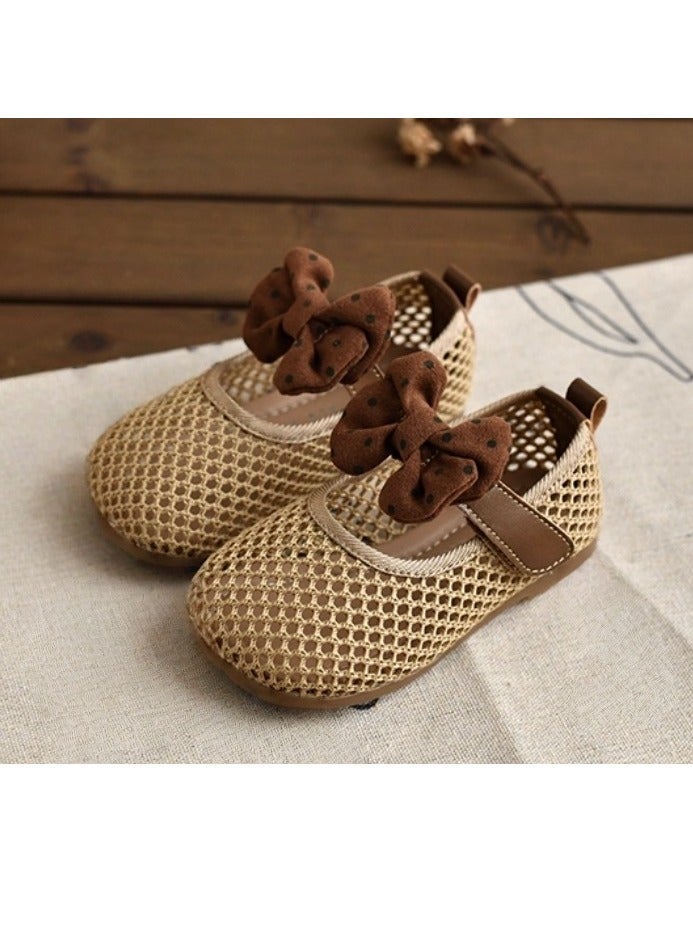 Mesh Bow Soft Soled Bean Shoes, Princess Shoes - Image 3