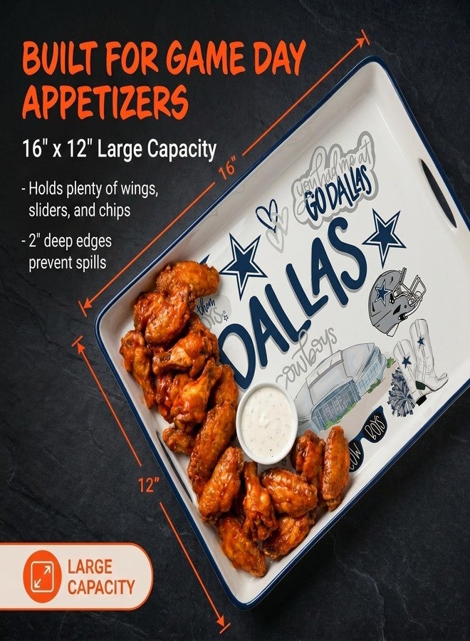 Proformance Home NFL Dallas Cowboys Loco Fan Large Serving Tray w/Handles - Image 3