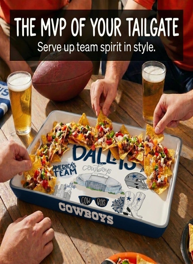 Proformance Home NFL Dallas Cowboys Loco Fan Large Serving Tray w/Handles - Image 4