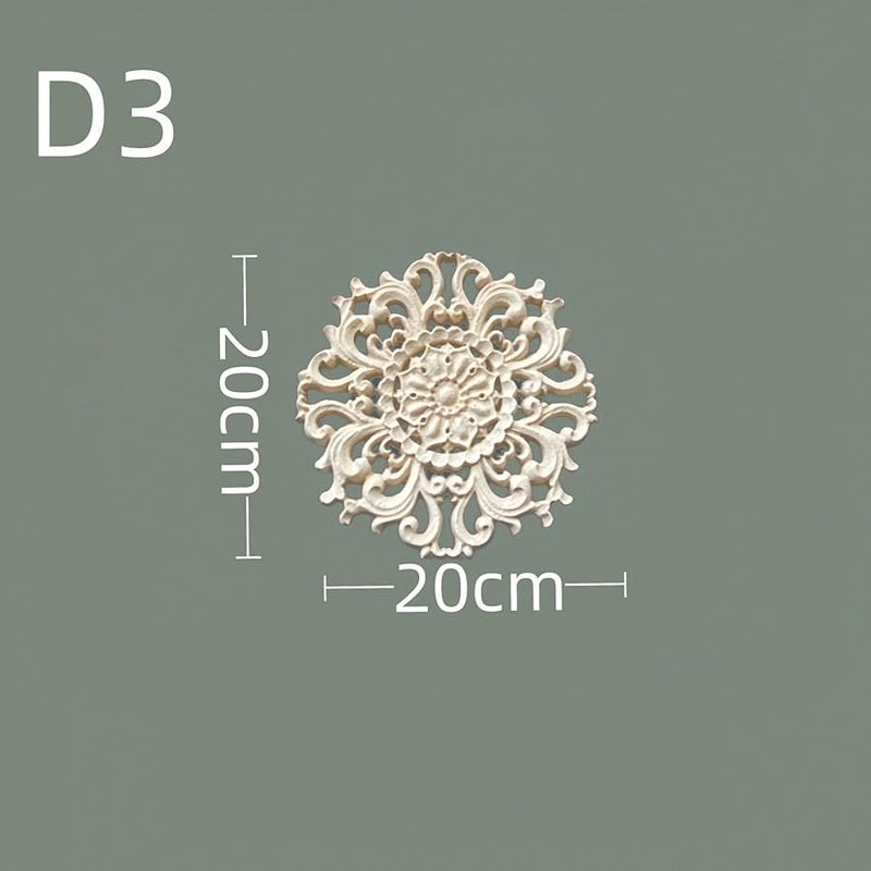 Elegant European Style Solid Wood Round Hollow Flower Carvings For Wardrobe Door D3 20CMx20CM - Image 3