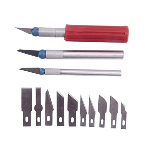AISHU 13Pc Style Multi-Function Hobby Knife Crafts Carving Cutter Graver Sculpting Art Tool Set (13 Blades+3 Handle) - Image 3