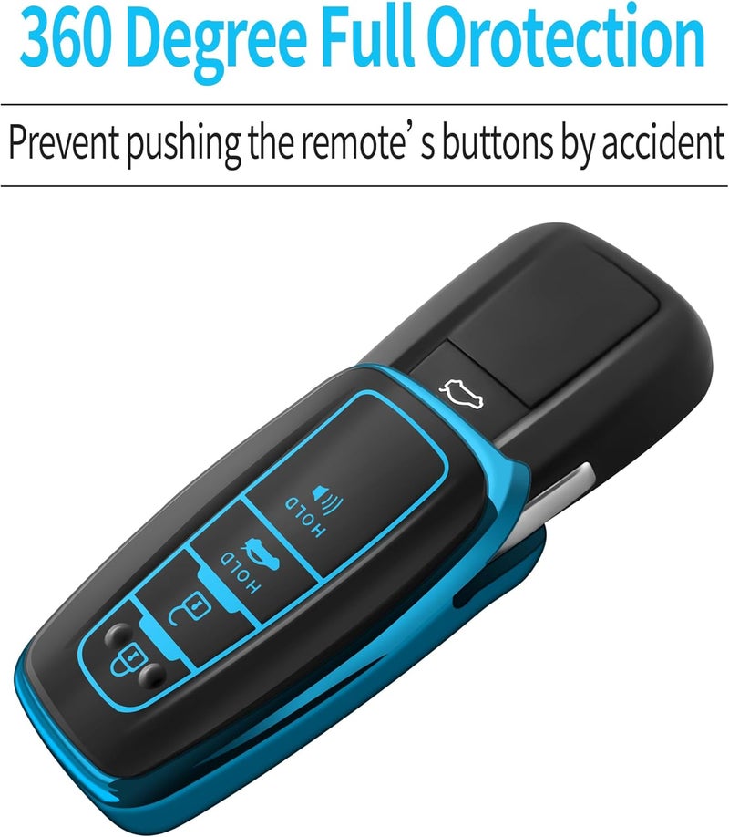 Autophone Blue TPU Key Fob Cover with Keychain for Toyota Models 2018-2022 - Image 4
