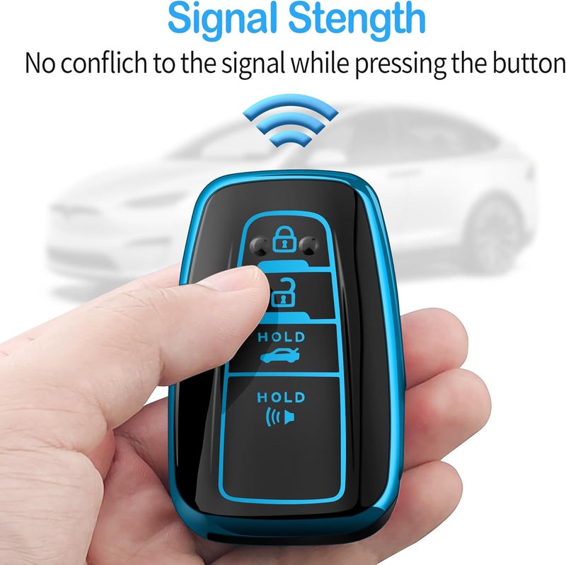 Autophone Blue TPU Key Fob Cover with Keychain for Toyota Models 2018-2022 - Image 5