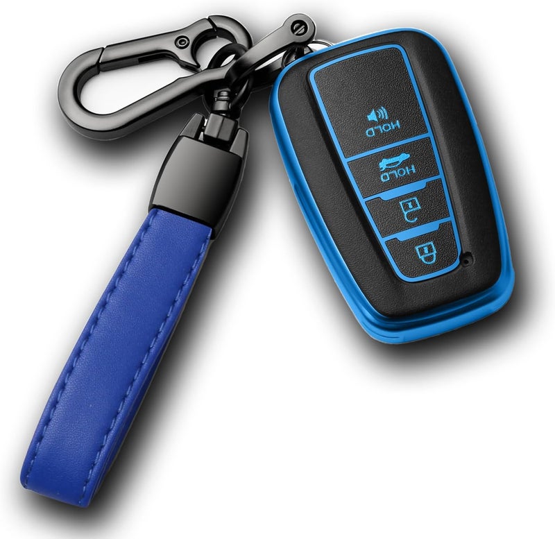 Autophone Blue TPU Key Fob Cover with Keychain for Toyota Models 2018-2022 - Image 1