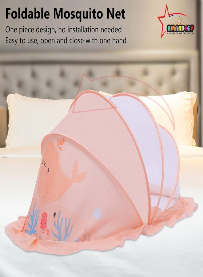 Amardeep Big Foldable Mosquito Net | Bottomless Baby Mosquito Tent with Multiple Cute Digital Prints | Insect Protection Canopy for Newborns & Toddlers | Portable & Breathable Net (Happy Whale) - Image 2