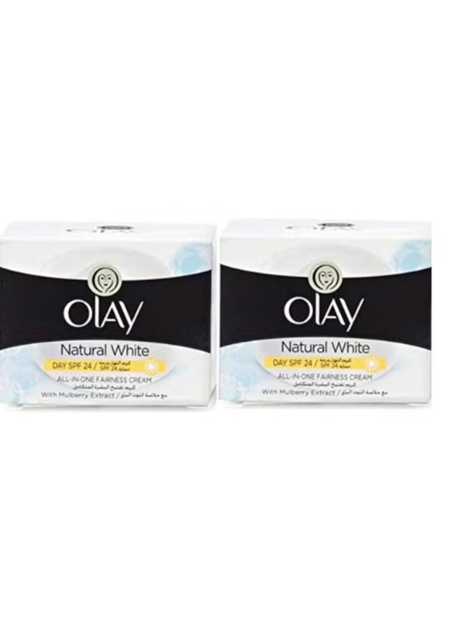 Pack Of 2 Natural White All In 1 Fairness Skin Cream SPF 24 2x50grams