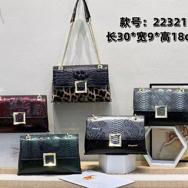 Fashion Bright Leather Women'S Bag All-Match Handbag Middle-Aged Women'S Mother Bag Shoulder Crossbody Bag Underarm Bag - Image 3