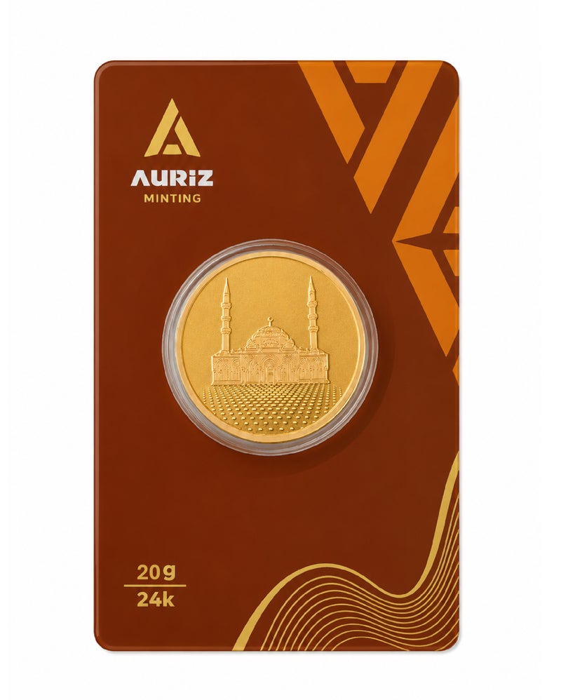 Auriz Minting 20gm 24K Gold Coin Round Design 999.9 Pure Gold (With Invoice) - Image 1