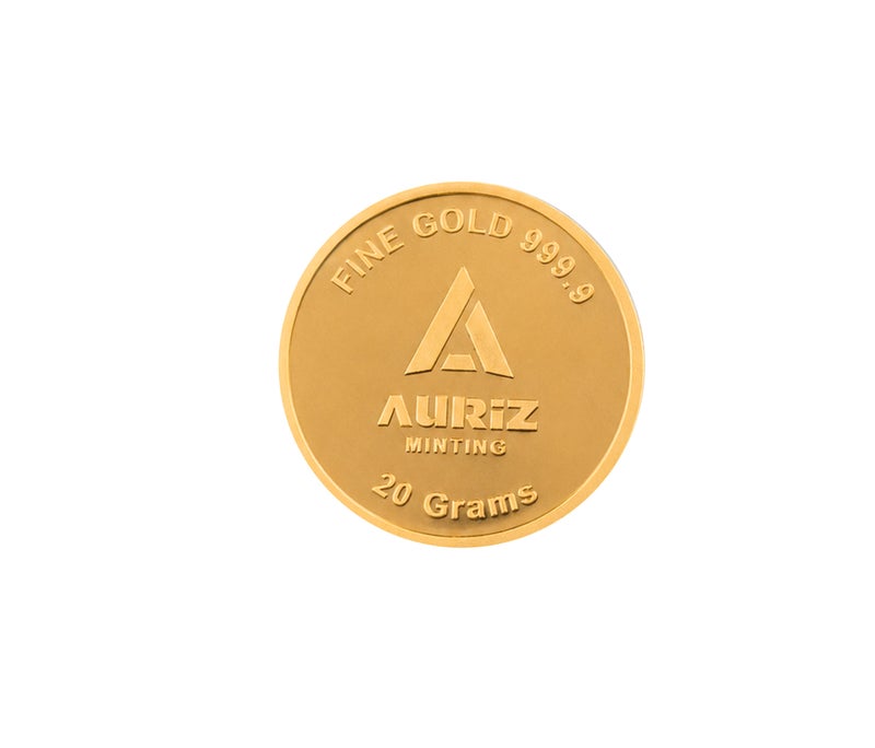 Auriz Minting 20gm 24K Gold Coin Round Design 999.9 Pure Gold (With Invoice) - Image 4