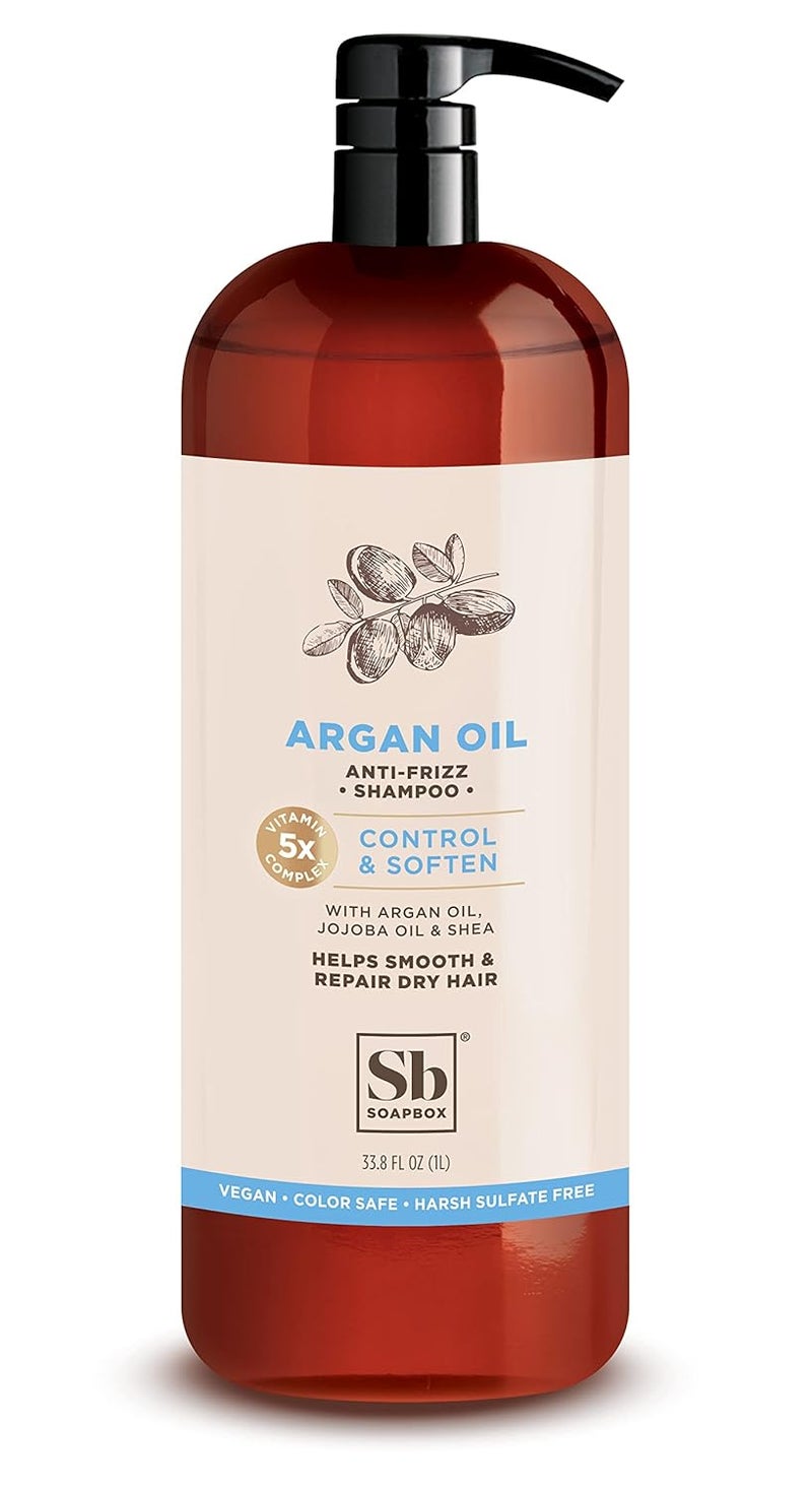 Soapbox Argan Oil Shampoo, Sulfate Free, Paraben & Silicone Free, Color Safe, and Vegan Hair Shampoo | Control & Soften Shampoo (33.8 Ounces)