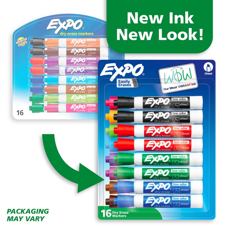 EXPO Dry Erase Markers, Low Odor Ink, Assorted Colors, Chisel Tip, 16 Count - Whiteboard, Calendar, Organization, Essential Supplies for Office, School, Classroom, Teachers - Image 3