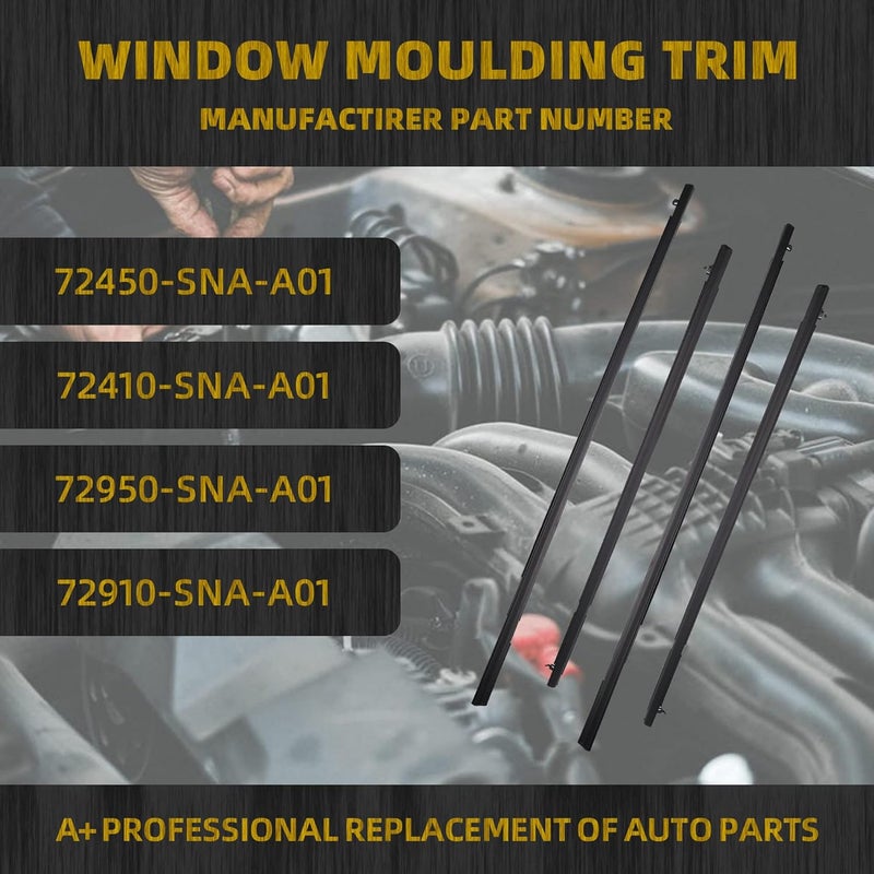 Dasbecan 4Pcs Weatherstrip Window Seal Car Window Moulding Trim for Honda Civic 2006-2011 - Image 2