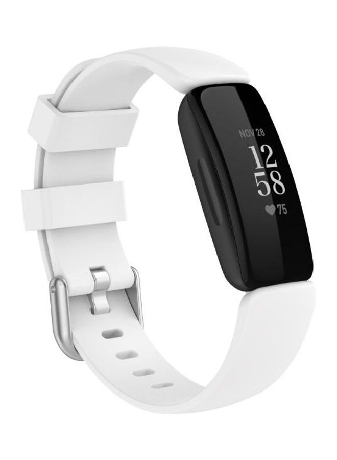 NIBEMINENT TPE Replacement Strap Watchband For Fitbit Inspire 2, Size:L White - Image 4