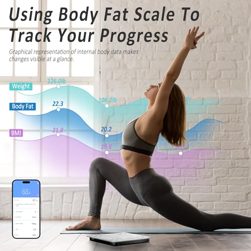 BalanceFrom ميزان BalanceFrom لوزن الجسم ميزان حمام رقمي دقيق للغاية للأشخاص، أكثر دقة، آلة وزن تعمل بالبطاريات مع شاشة LED، زجاج مقسى 400 رطل، أبيض - Image 5