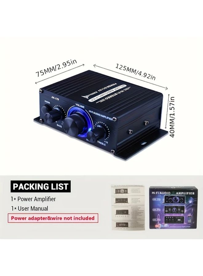 Car Audio Power Amplifier 400W 2 Channel 12V HiFi Stereo Bass And Treble Control 1pc - Image 2
