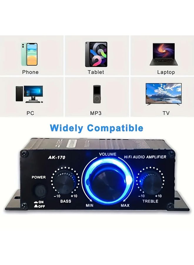 Car Audio Power Amplifier 400W 2 Channel 12V HiFi Stereo Bass And Treble Control 1pc - Image 4