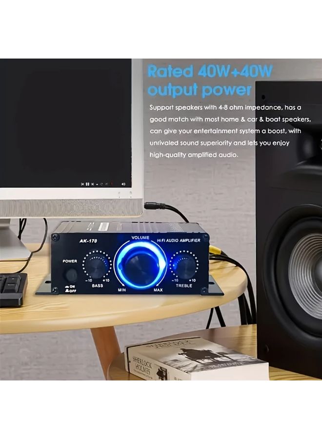 Car Audio Power Amplifier 400W 2 Channel 12V HiFi Stereo Bass And Treble Control 1pc - Image 5