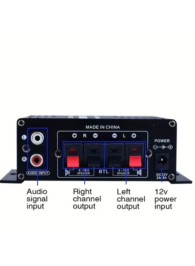 Car Audio Power Amplifier 400W 2 Channel 12V HiFi Stereo Bass And Treble Control 1pc - Image 3
