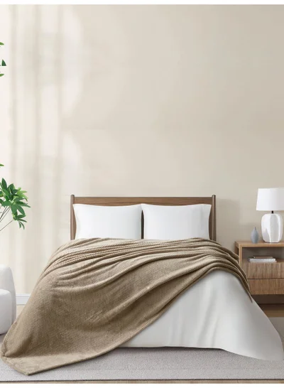 Donetella Fleece Blanket, Single Size 170x240 cm, 300 GSM, Waffle Texture - Lightweight Ultra Soft & Warm Solid Throw Blanket, Cozy for Sofa, Bed & Couch
