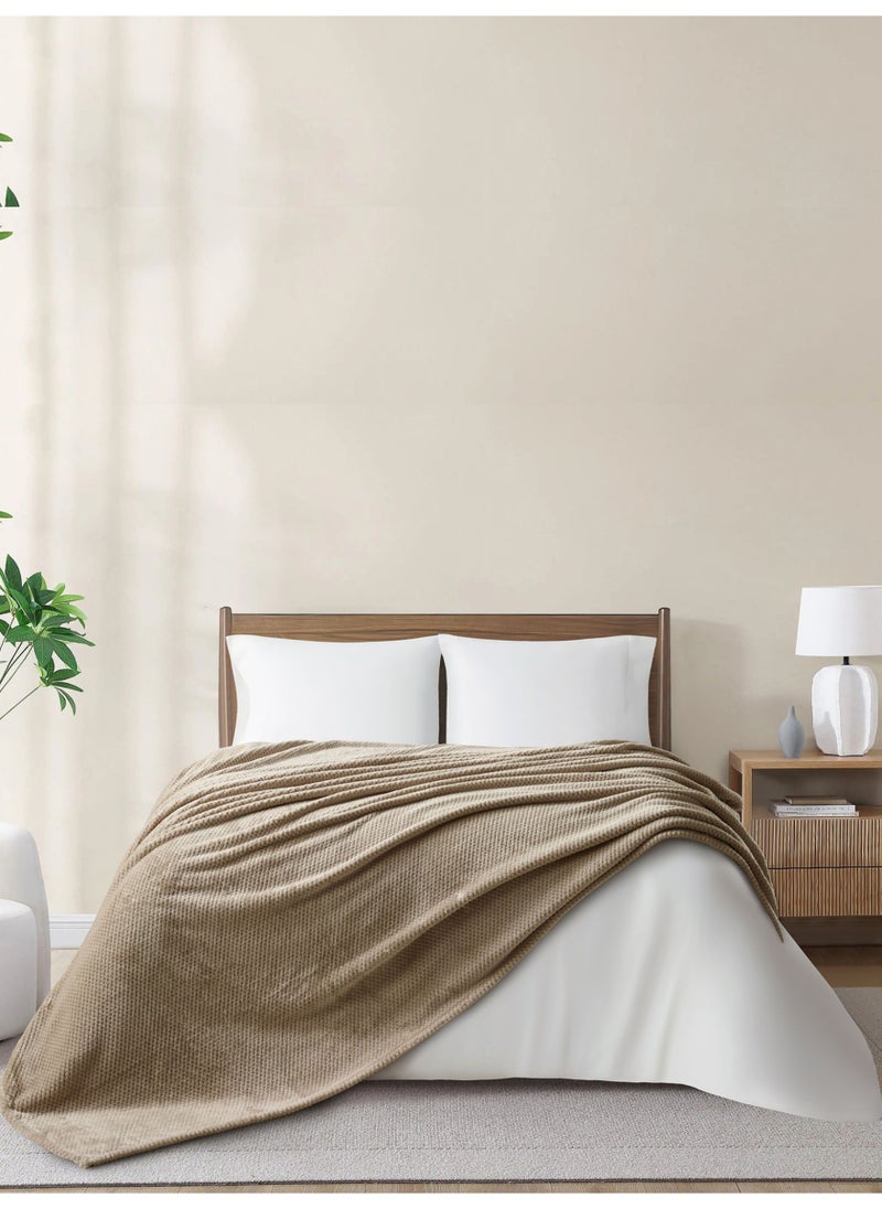 دوناتيلا بطانية نقشة وافل 170 × 210 سم تصميم انيق و فاخر رمادي غامق  - Image 1