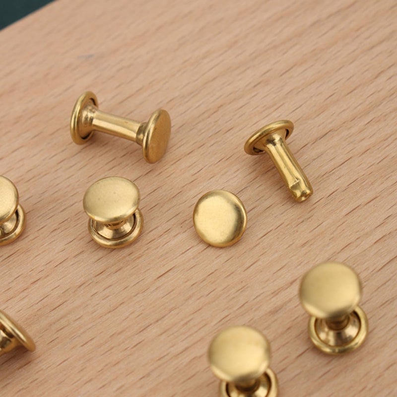 Healifty Double-Sided Brass Rivets 40 Sets (8mm Head, 6mm Shaft) Leather Craft Studs Kit for DIY Bag Repair and Leathercraft Accessories - Image 4