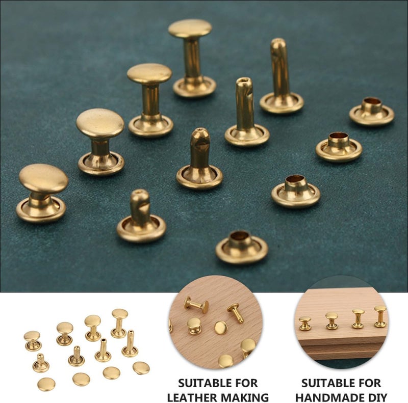 Healifty Double-Sided Brass Rivets 40 Sets (8mm Head, 6mm Shaft) Leather Craft Studs Kit for DIY Bag Repair and Leathercraft Accessories - Image 3