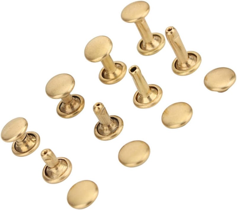 Healifty Double-Sided Brass Rivets 40 Sets (8mm Head, 6mm Shaft) Leather Craft Studs Kit for DIY Bag Repair and Leathercraft Accessories - Image 1