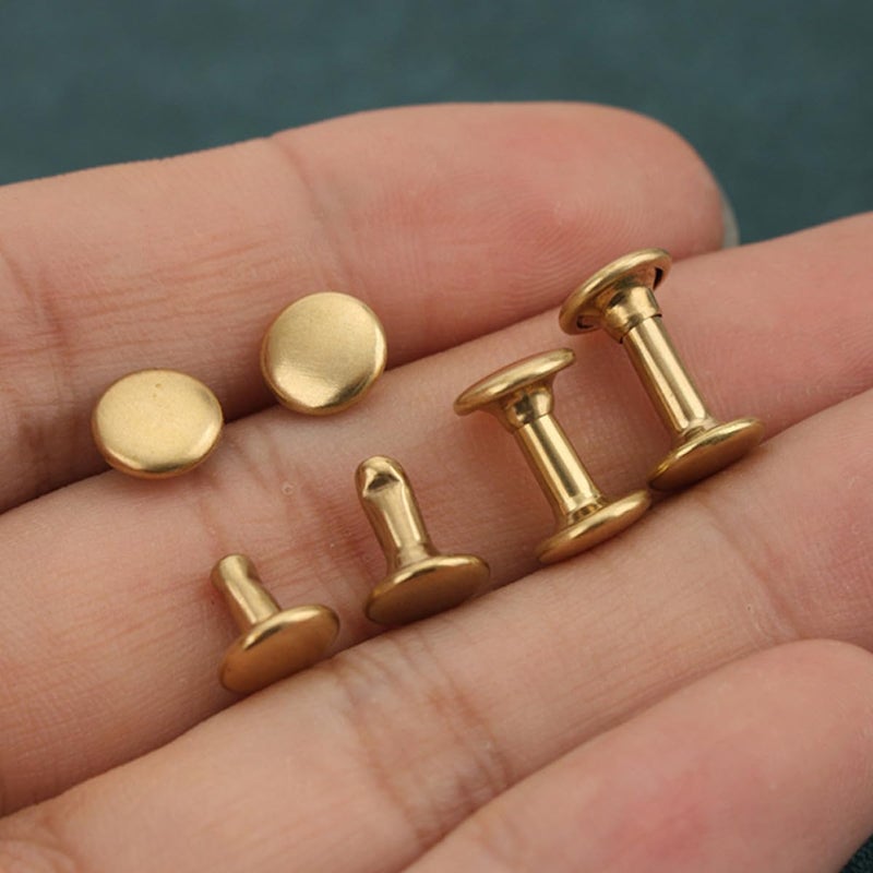 Healifty Double-Sided Brass Rivets 40 Sets (8mm Head, 6mm Shaft) Leather Craft Studs Kit for DIY Bag Repair and Leathercraft Accessories - Image 5