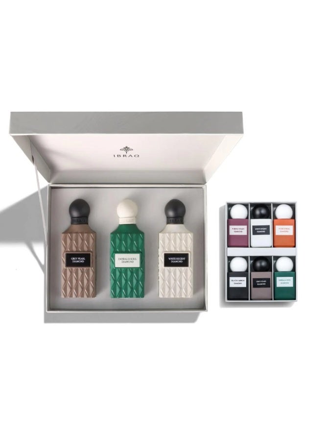 ابراق ابراهيم القرشي موش رمادي مع ميني دايموند - لؤلؤة رمادية دايموند 75 مل - وايت ريجنت دايموند 75 مل - روح الزمرد دايموند 75 مل - ألماس كربون أسود 10 مل، روح الزمرد دايموند 10 مل، لؤلؤة رمادية دايموند 10 مل، وايت ريجينت دايموند 10 مل، وايت ريجينت دايموند 10 مل، نود كورال دايموند 10 مل - Image 1