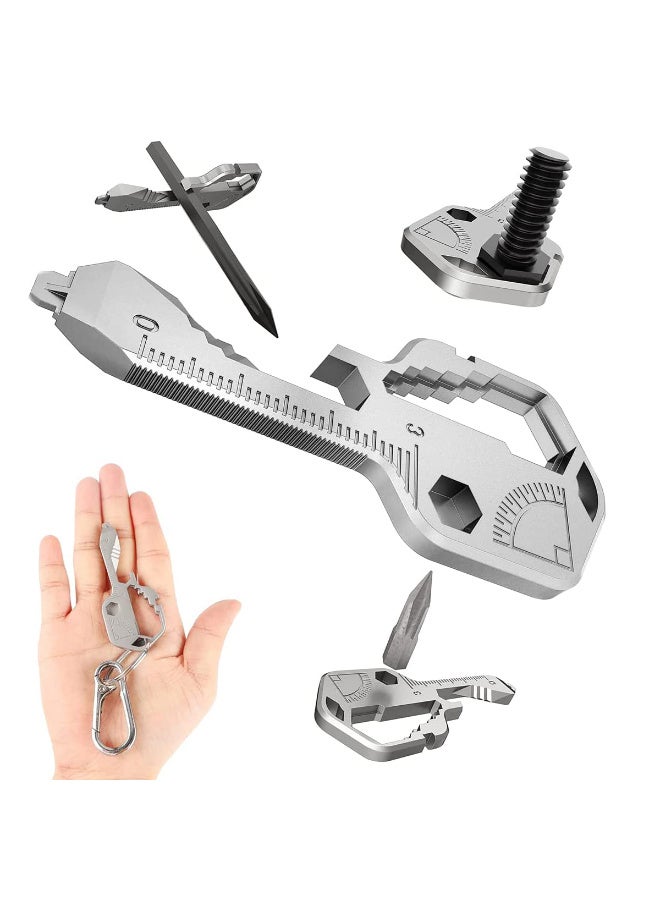 ECVV 24-in-1 Keytool Multitool Ultra Thin Lightweight with Key Chain for Dad, Husband, Boyfriend, Key Shaped Pocket Tool Beer Opener,Wrench, Screwdriver for Outdoor - Image 3