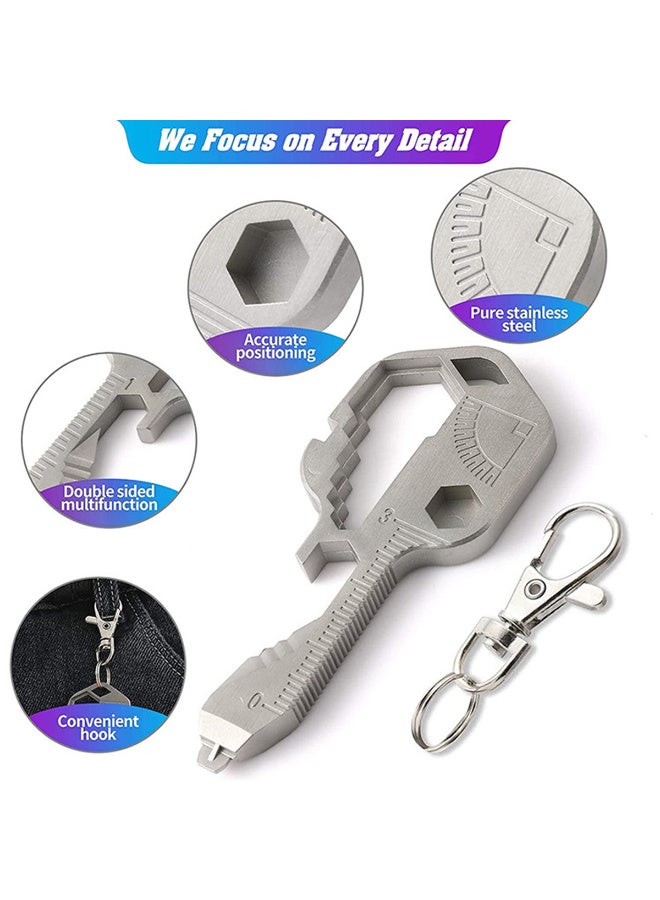 ECVV 24-in-1 Keytool Multitool Ultra Thin Lightweight with Key Chain for Dad, Husband, Boyfriend, Key Shaped Pocket Tool Beer Opener,Wrench, Screwdriver for Outdoor - Image 4