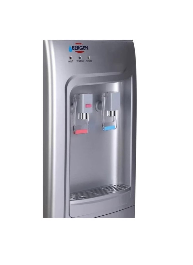 Bergen - Water Dispenser 500 Watts Top Load Freestanding Dispenser 90L 2 Faucet Hot And Cold - BY90 SILVER - Image 1