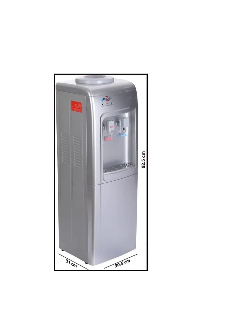 Bergen - Water Dispenser 500 Watts Top Load Freestanding Dispenser 90L 2 Faucet Hot And Cold - BY90 SILVER - Image 1