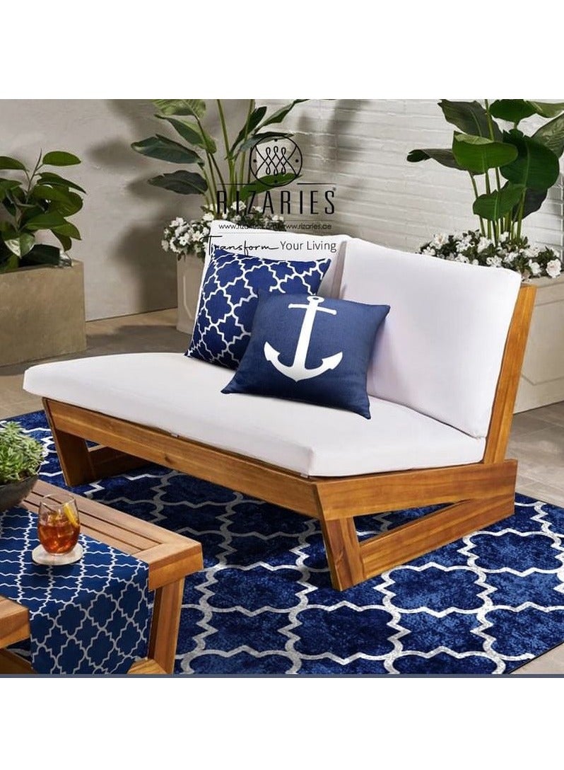 RIZARIES Navy Moroccan Centerpiece Rug, Fabric, Rectangle - Image 5