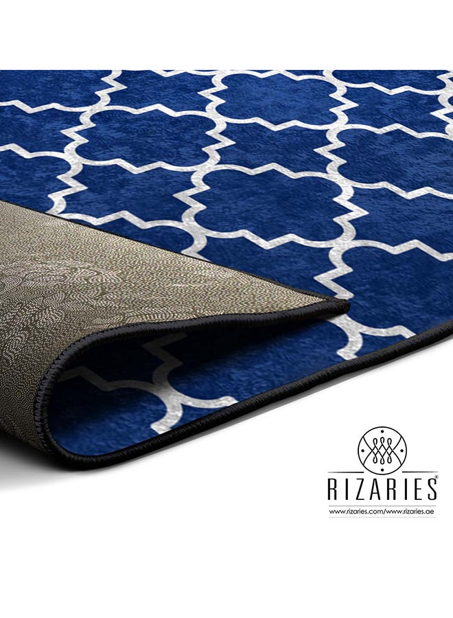 RIZARIES Navy Moroccan Centerpiece Rug, Fabric, Rectangle - Image 4