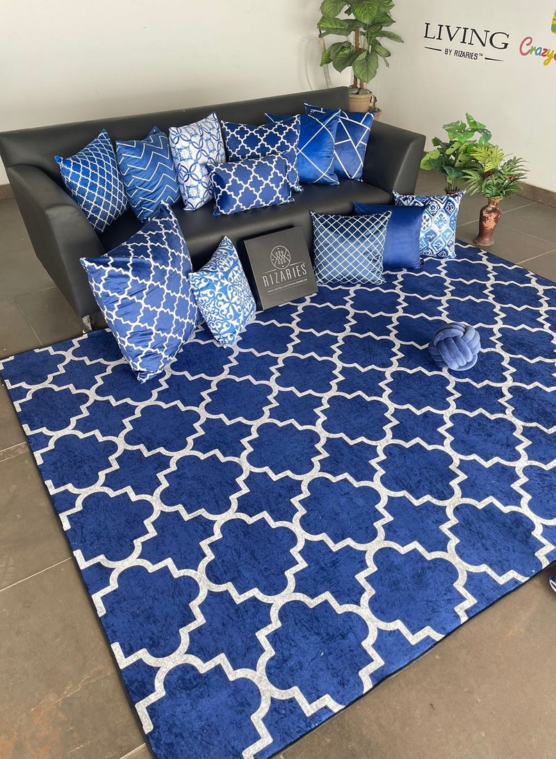 RIZARIES Navy Moroccan Centerpiece Rug, Fabric, Rectangle - Image 2