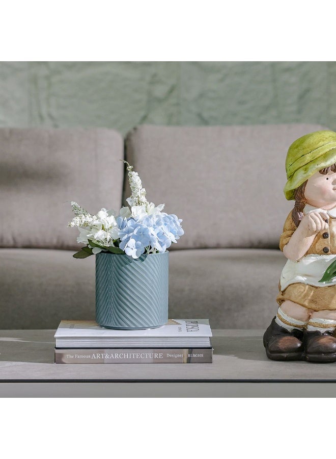 DANUBE HOME Leaf Design Ceramic Planter – Elegant Glazed Pot for Indoor Plants, Succulents & Herbs, Ideal Home & Office Tabletop Accent – Blue 13×13×13 cm - Image 3