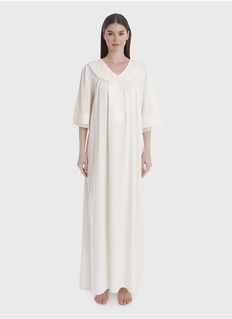 كشخة Full length Night Dress with Frills