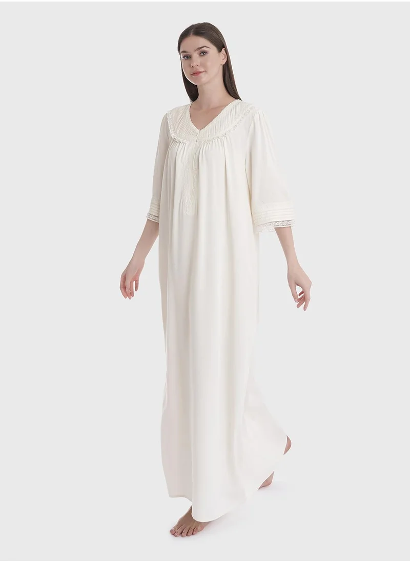 كشخة Full length Night Dress with Frills