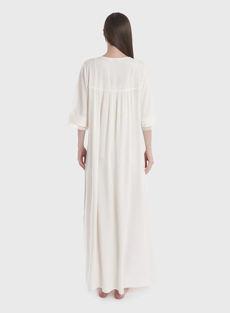 كشخة Full length Night Dress with Frills